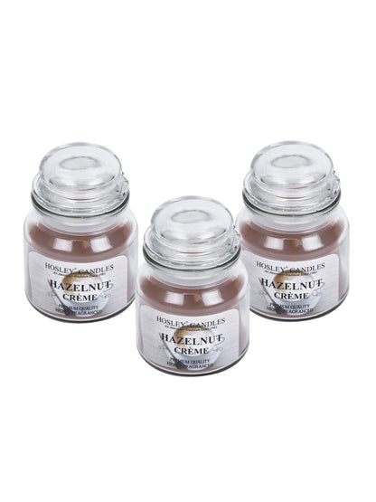 Set of 3 Hosley® Hazelnut Crème  Highly Fragranced Jar Candles, 2.65 Oz wax each