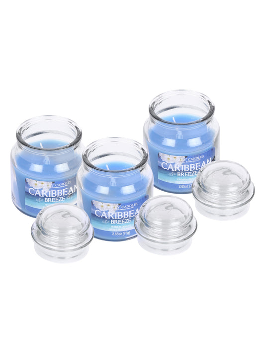 Set of 3 Hosley® Caribbean Breeze  Highly Fragranced Jar Candles, 2.65 Oz wax each