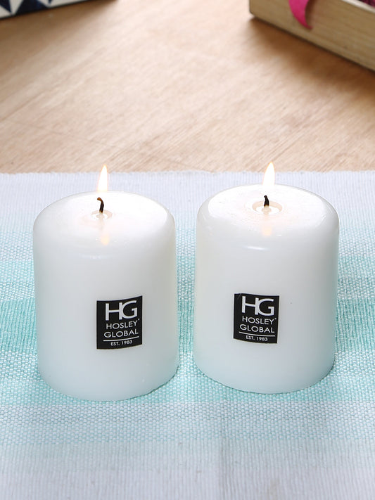 Set of 2 Hosley® Unscented 3inch Pillar Candles