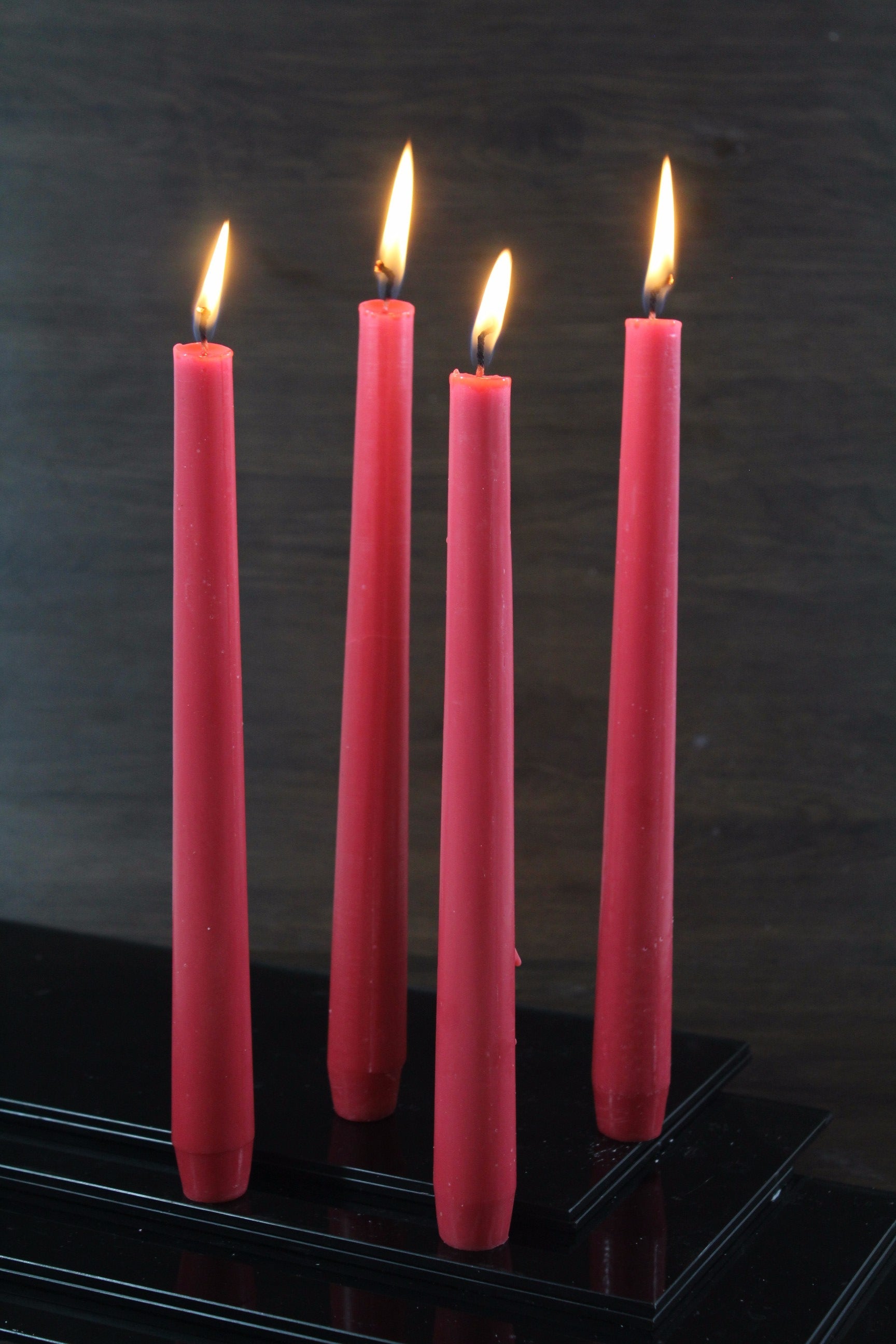 Hosley® Pack of 4 Highly Fragranced Apple Cinnamon  25.4cm High Red Taper Candles