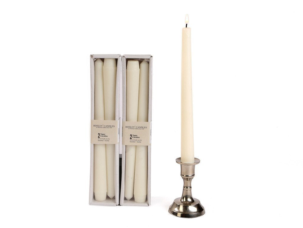 Hosley® Pack of 4 Highly Fragranced Vanilla 25.4cm High White Taper Candles