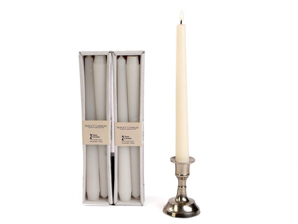 Hosley® Pack of 4 Unscented 25.4cm High White Taper Candles